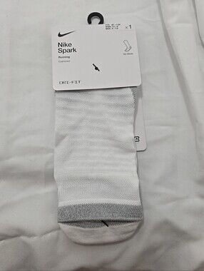 NWT Nike Spark Running Cushioned Dri-fit No Show Socks White Women Youth 1 Pair